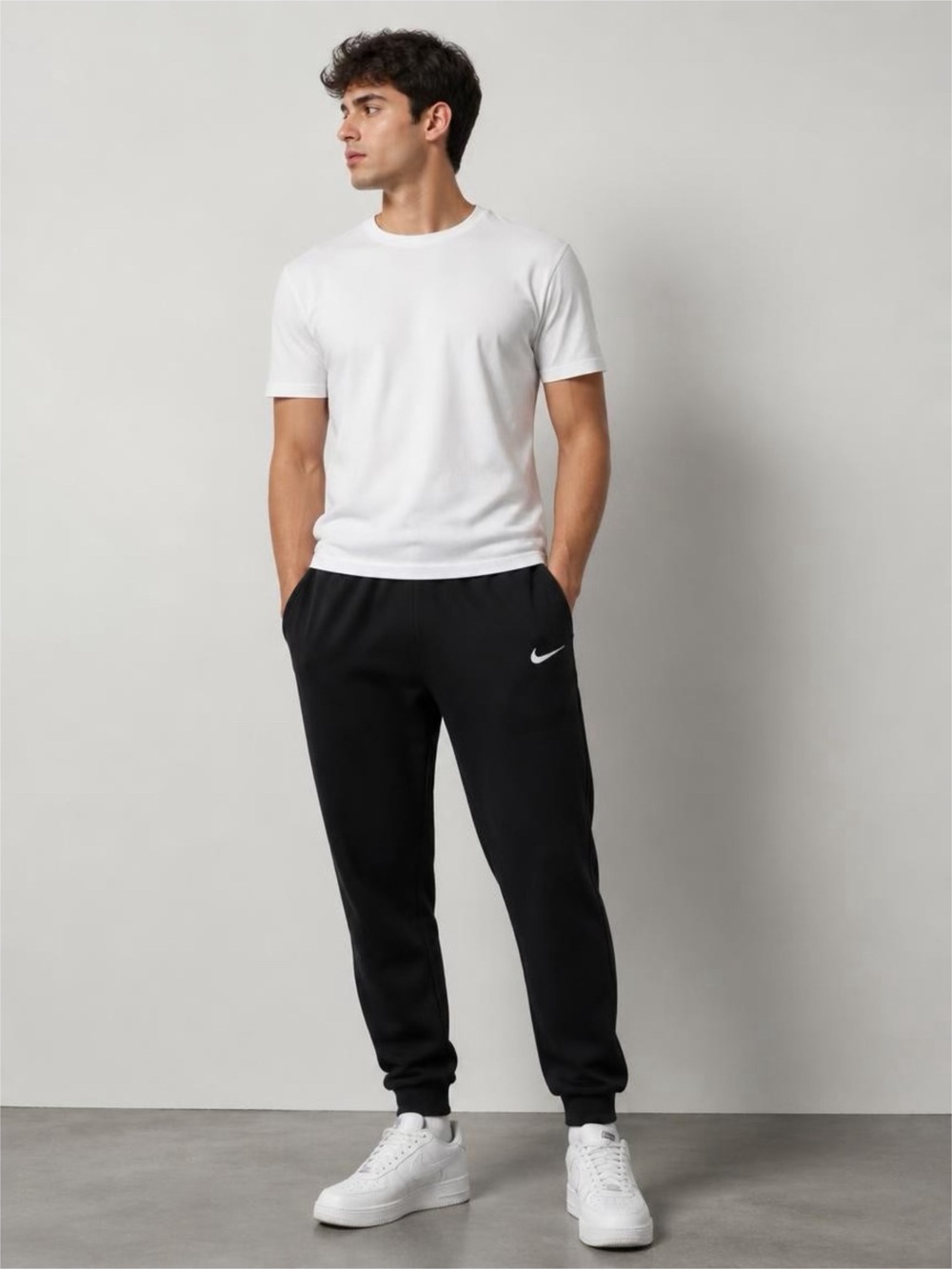Nike Black Slim Fit Joggers with Swoosh